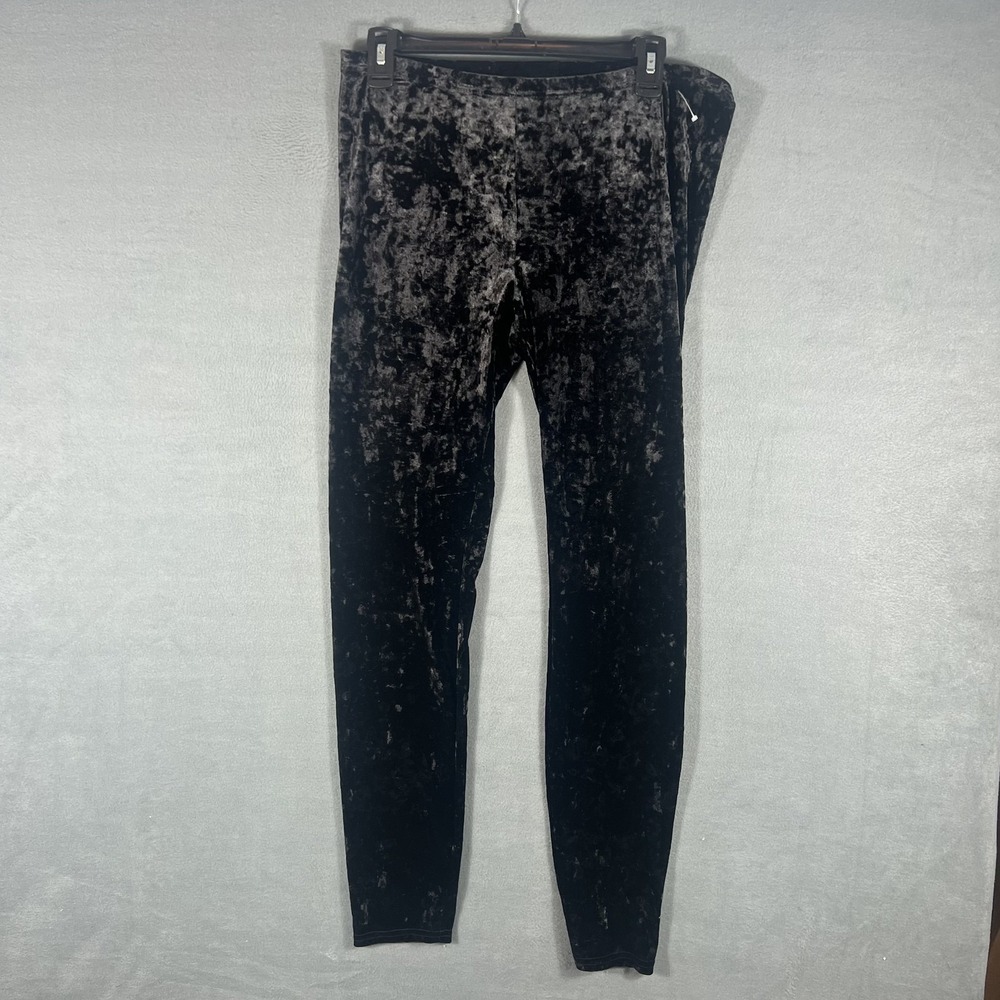 Simply Vera Vera Wang Women's Black Crushed Velvet Leggings Size L Stretch‎ Soft